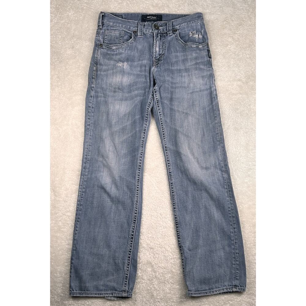 Silver Geordie Jeans Distressed Light Blue Jeans